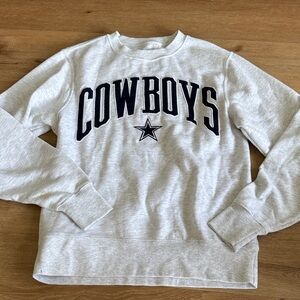 Dallas cowboys gray sweatshirt with blue lettering. Size small.